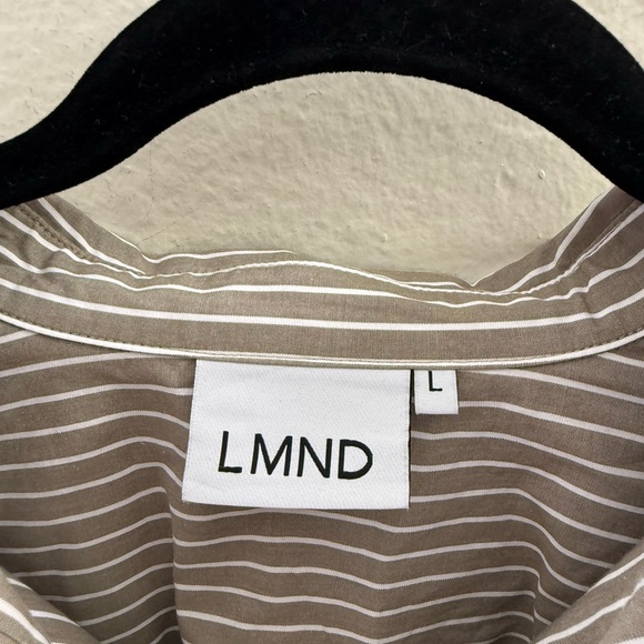 LMND Oversized Long Sleeve Striped Button Down Size L Fall Layer Spring Capsule - Picture 3 of 5